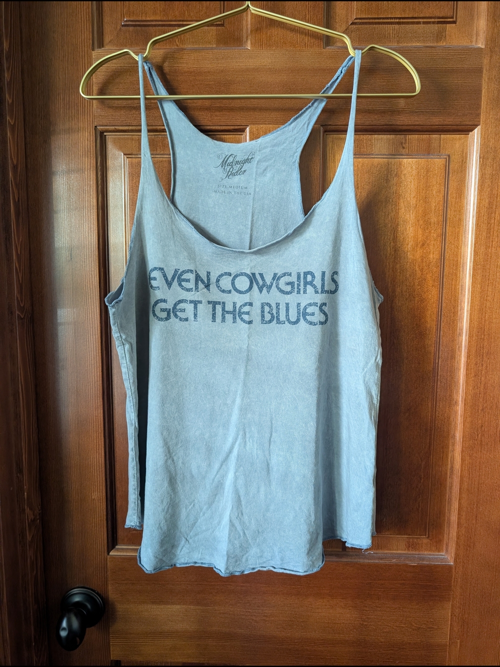 Midnight Rider Vintage Light Blue Graphic Racerback Tank